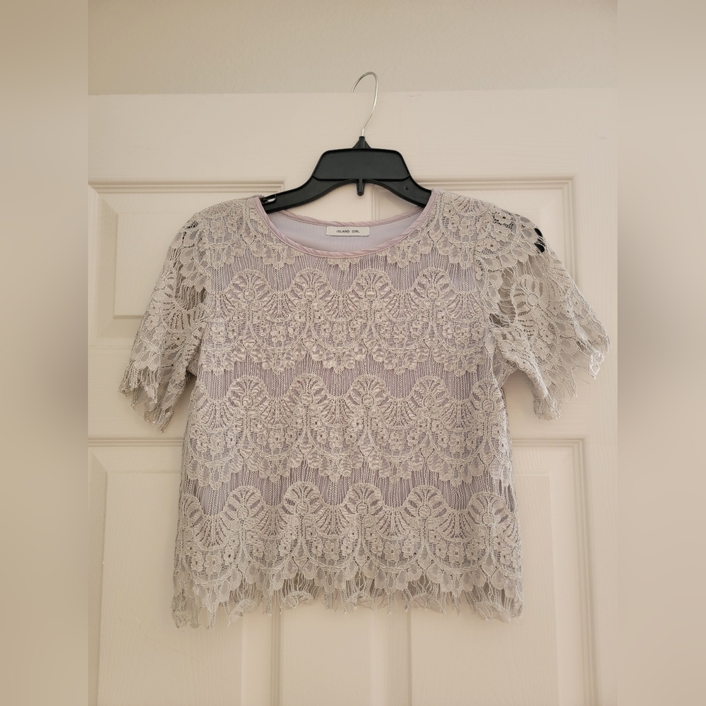 Lace Purple Gray Top Size XS